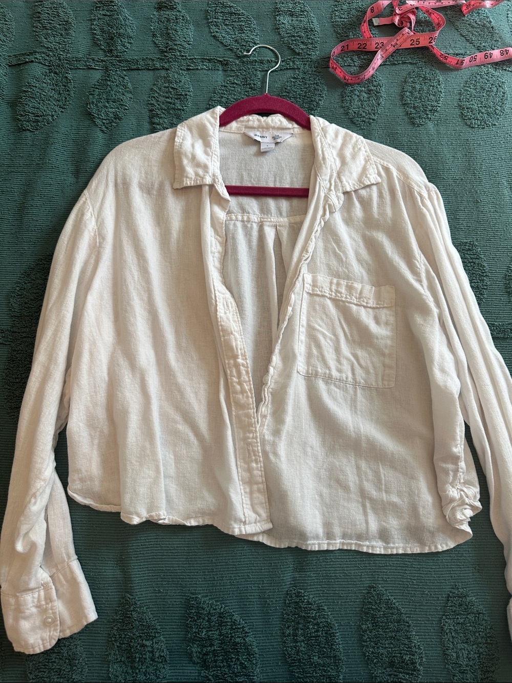 Old Navy cropped linen button down shirt large